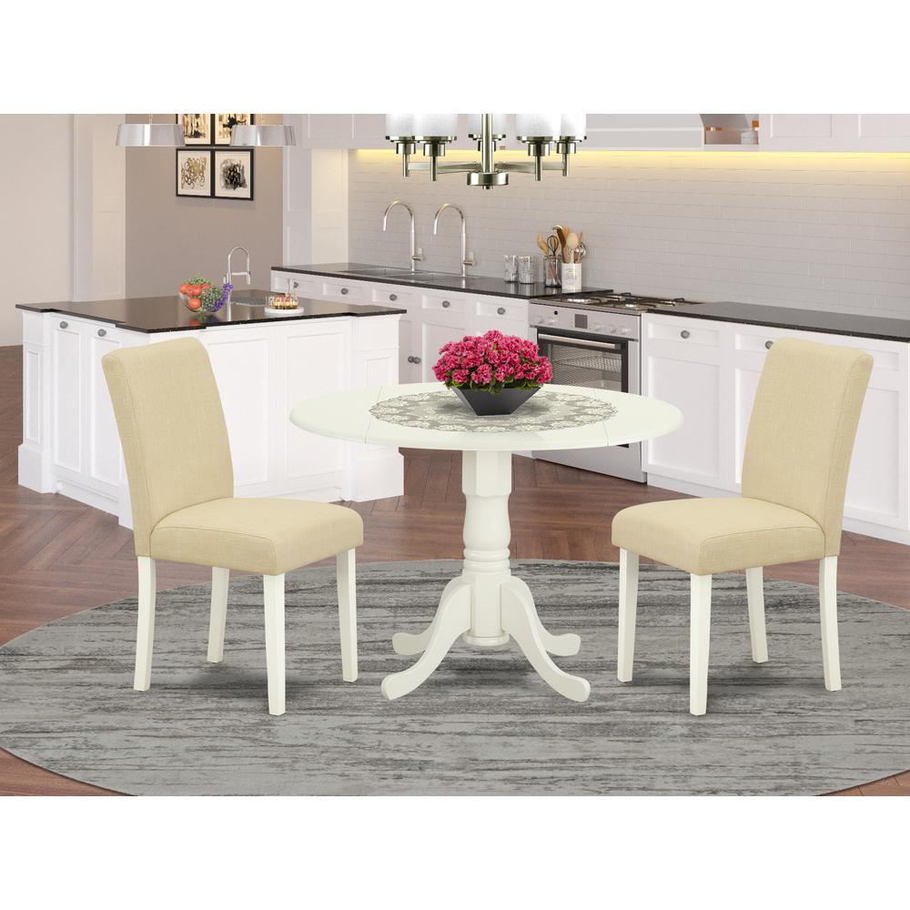 Dining Room Set Linen White, DLAB3-LWH-02