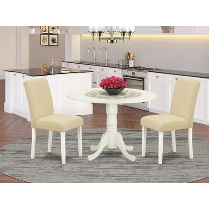 Dining Room Set Linen White, DLAB3-LWH-02