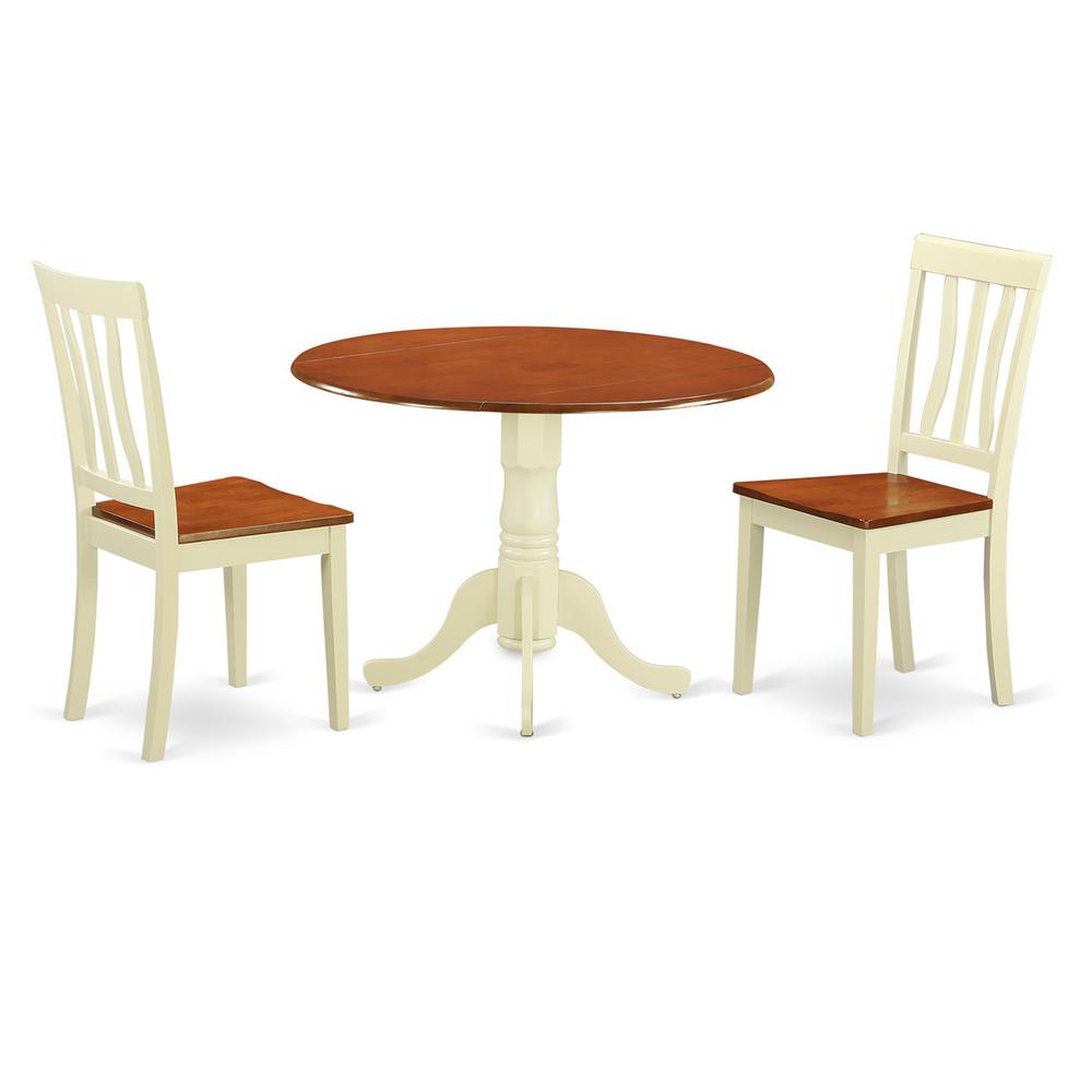 Dining  set  -  3  Pcs  with  2  Wood  Chairs  in  Buttermilk
