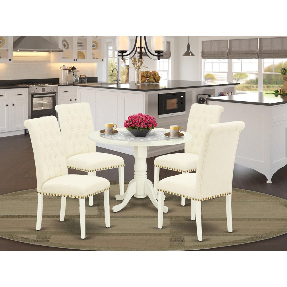 Dining Room Set Linen White, DLBR5-WHI-02