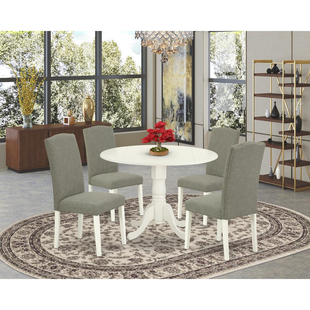 Dining Room Set Linen White, DLEN5-LWH-06