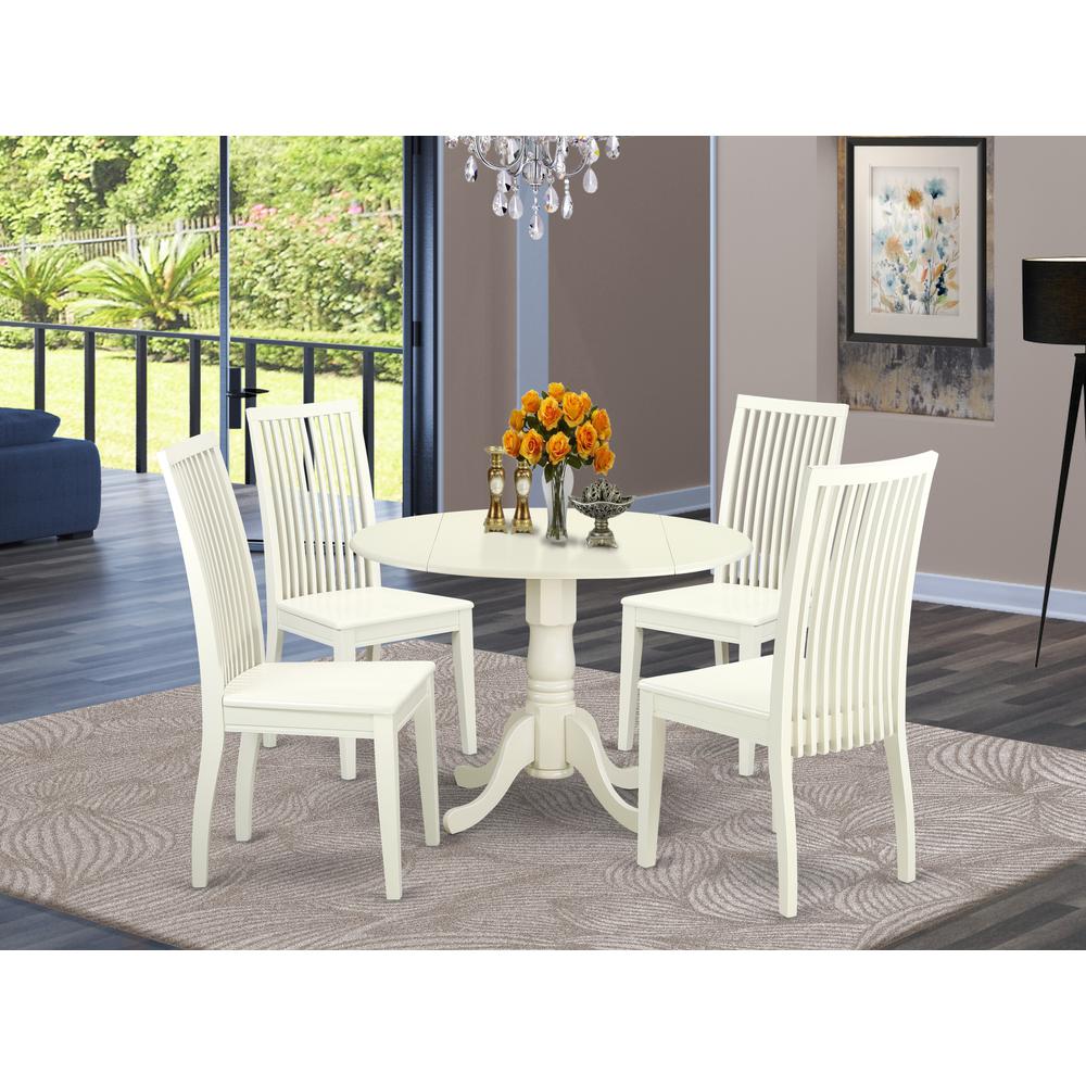 Dining Room Set Linen White, DLIP5-LWH-W