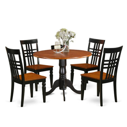 5  PC  Dining  room  set  with  a  Dining  Table  and  4  Dining  Chairs  in  Black  and  Cherry
