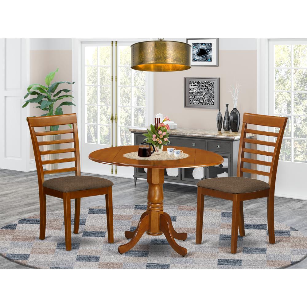 DLML3-SBR-C 3 Pc Kitchen Table set-small Kitchen Table and 2 Dining Chairs
