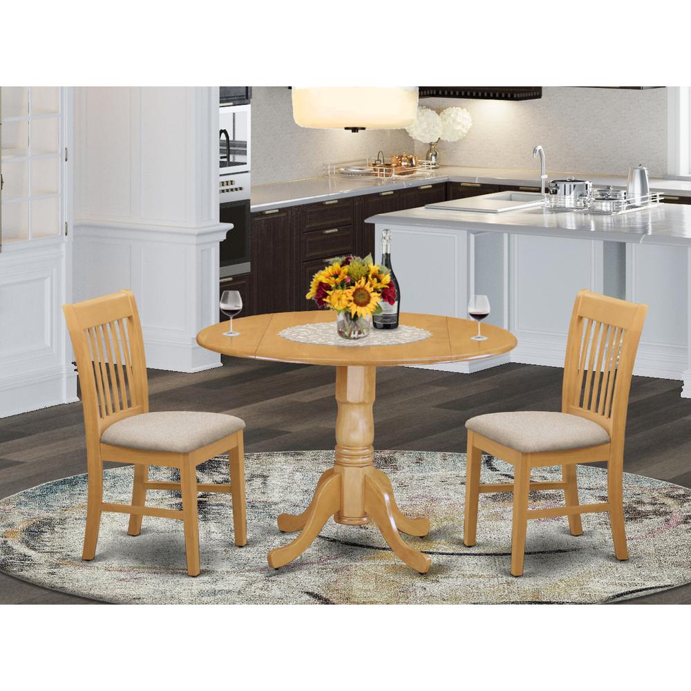 DLNO3-OAK-C 3 Pc Kitchen nook Dining set-small Table and 2 dinette Chairs