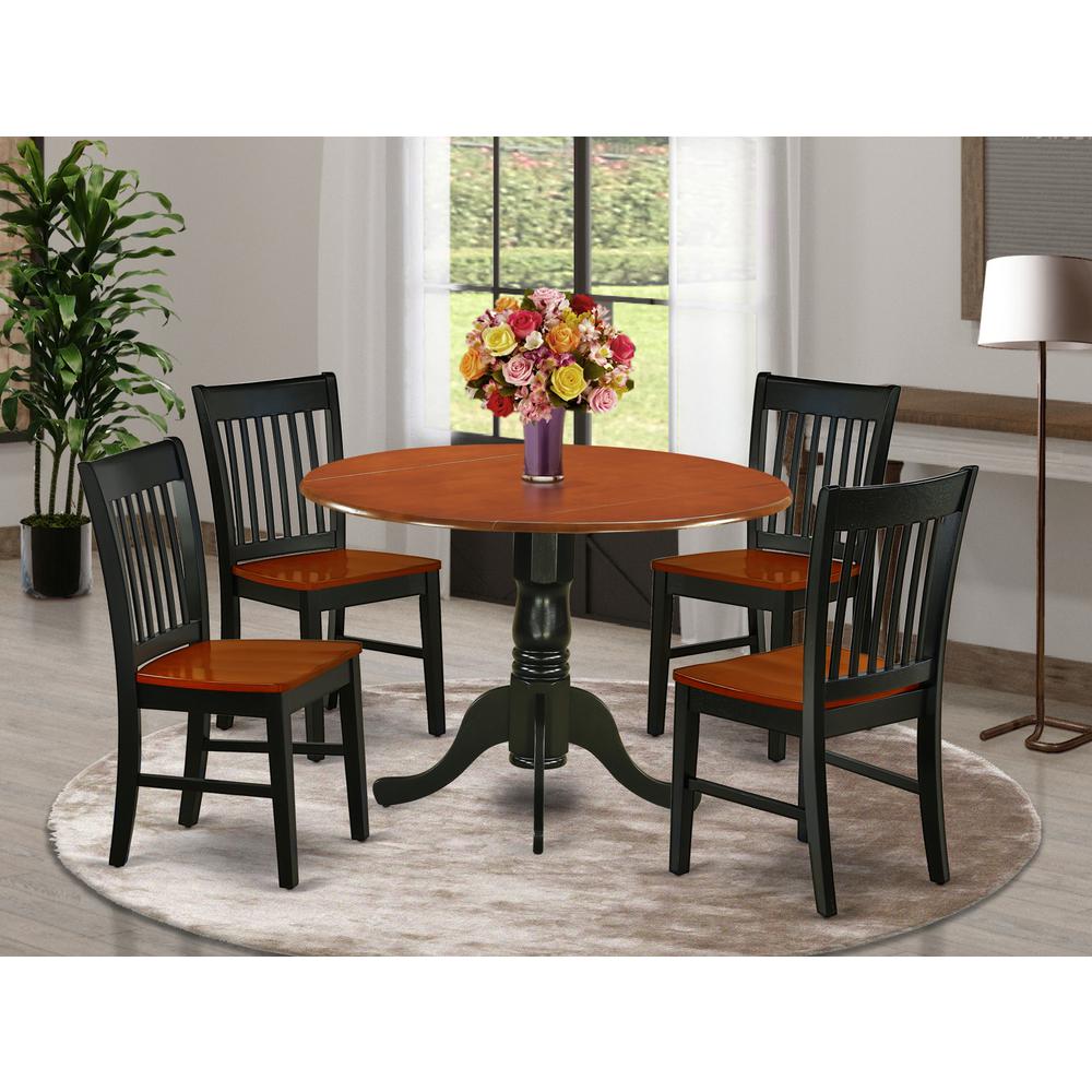 Dining Room Set Black & Cherry, DLNO5-BCH-W