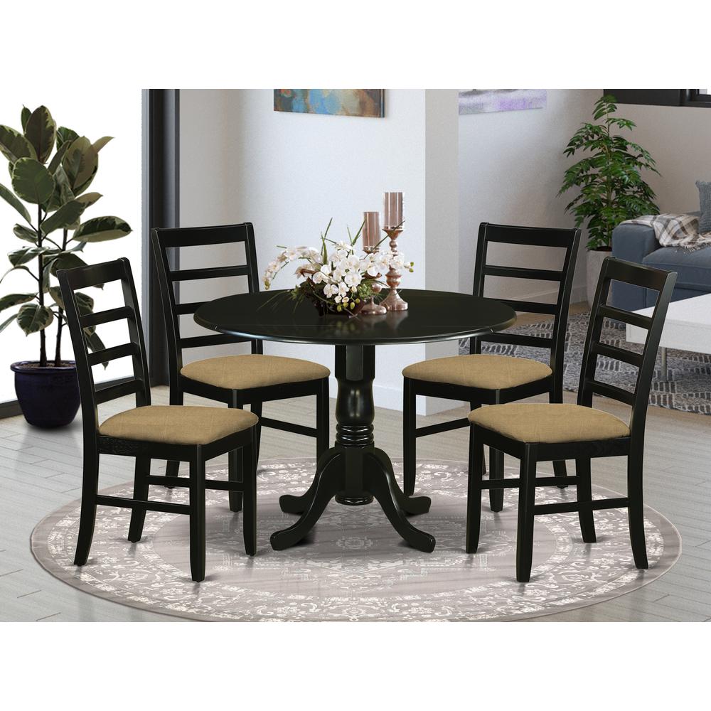 DLPF5-BLK-C 5 PcKitchen Table set - Small Kitchen Table and 4 Kitchen Dining Chairs