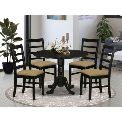 DLPF5-BLK-C 5 PcKitchen Table set - Small Kitchen Table and 4 Kitchen Dining Chairs