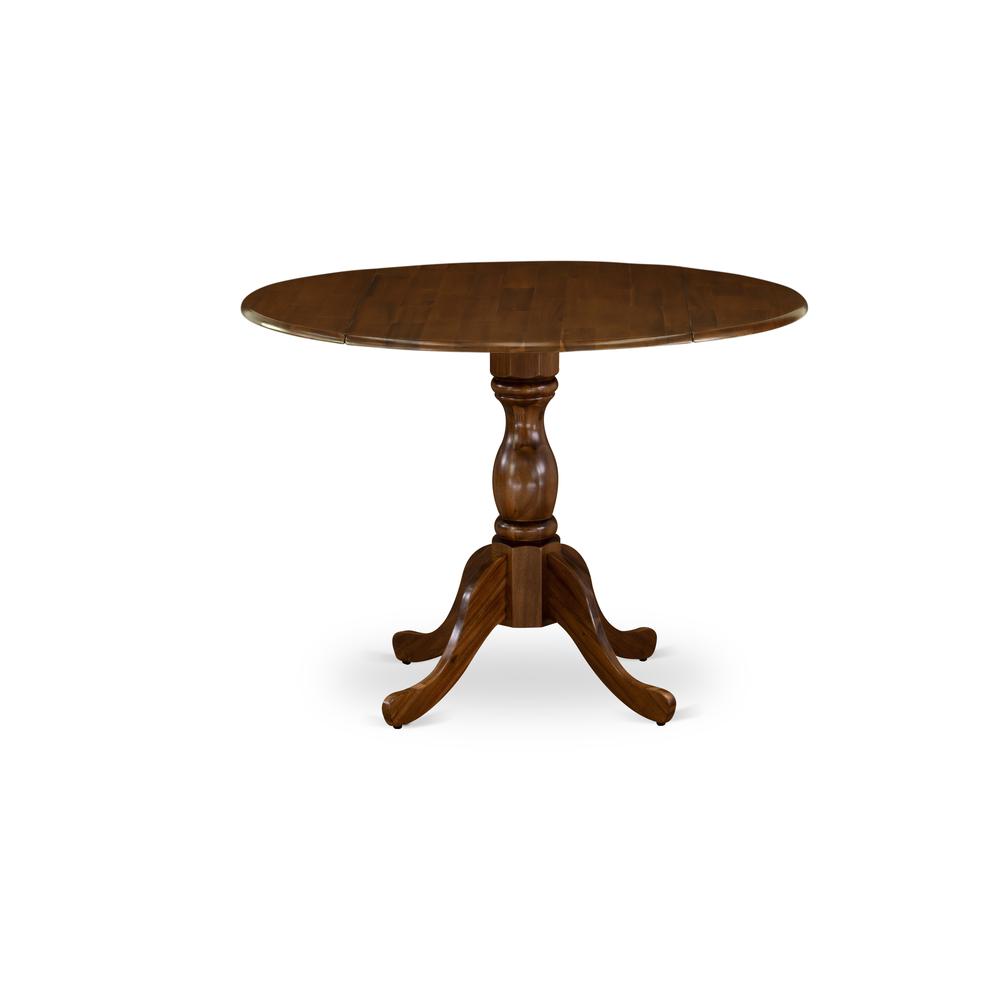 East West Furniture DMEL3-AWA-05 3 Piece Dinette Sets Contains 1 Drop Leaves Modern Kitchen Table and 2 Grey Linen Fabric Parsons Chair Button Tufted Back with Nail Heads - Acacia Walnut Finish