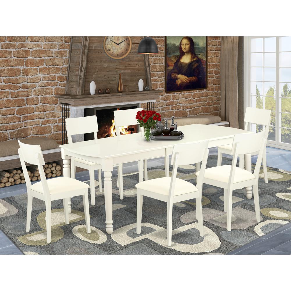 Dining Room Set Linen White, DOAD7-LWH-LC