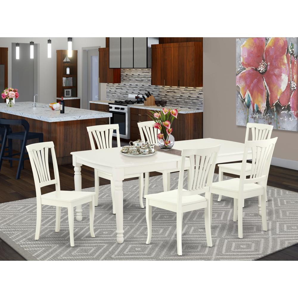 Dining Room Set Linen White, DOAV7-LWH-W