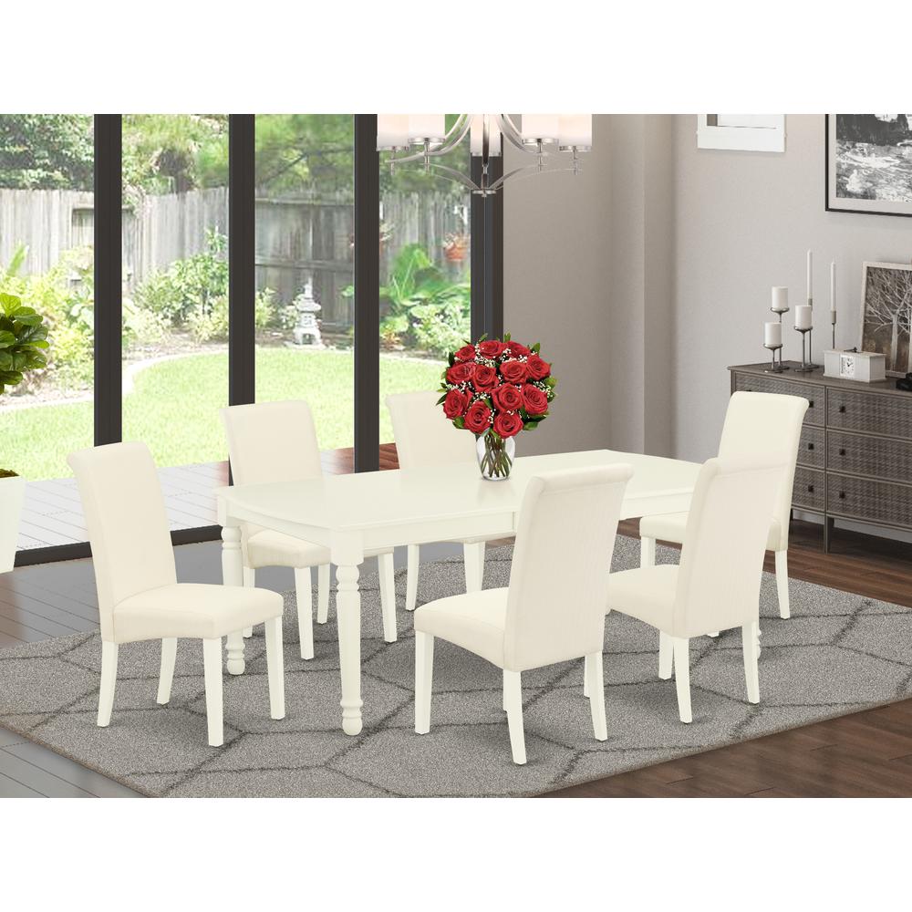 Dining Room Set Linen White, DOBA7-LWH-01