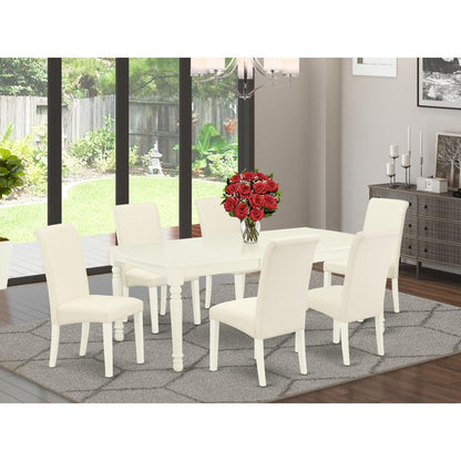 Dining Room Set Linen White, DOBA7-LWH-01