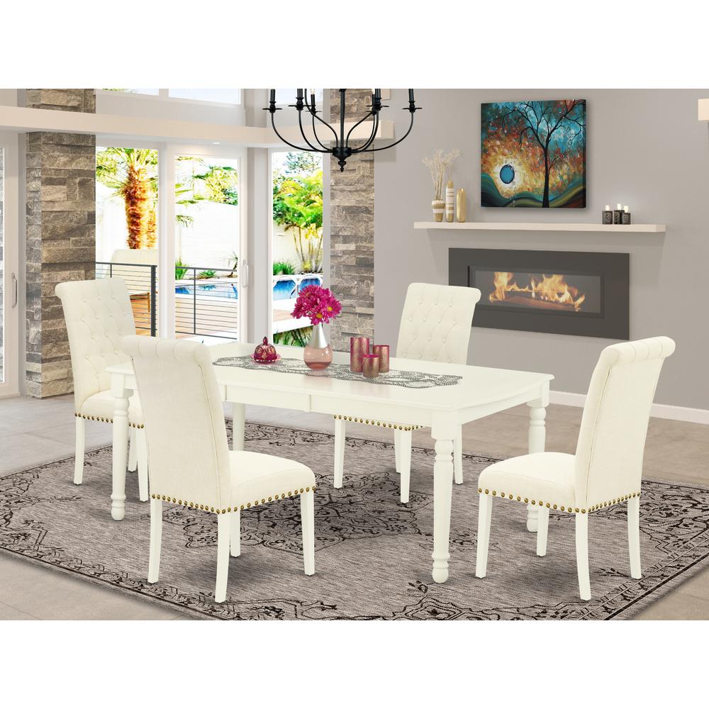 Dining Room Set Linen White, DOBR5-LWH-02