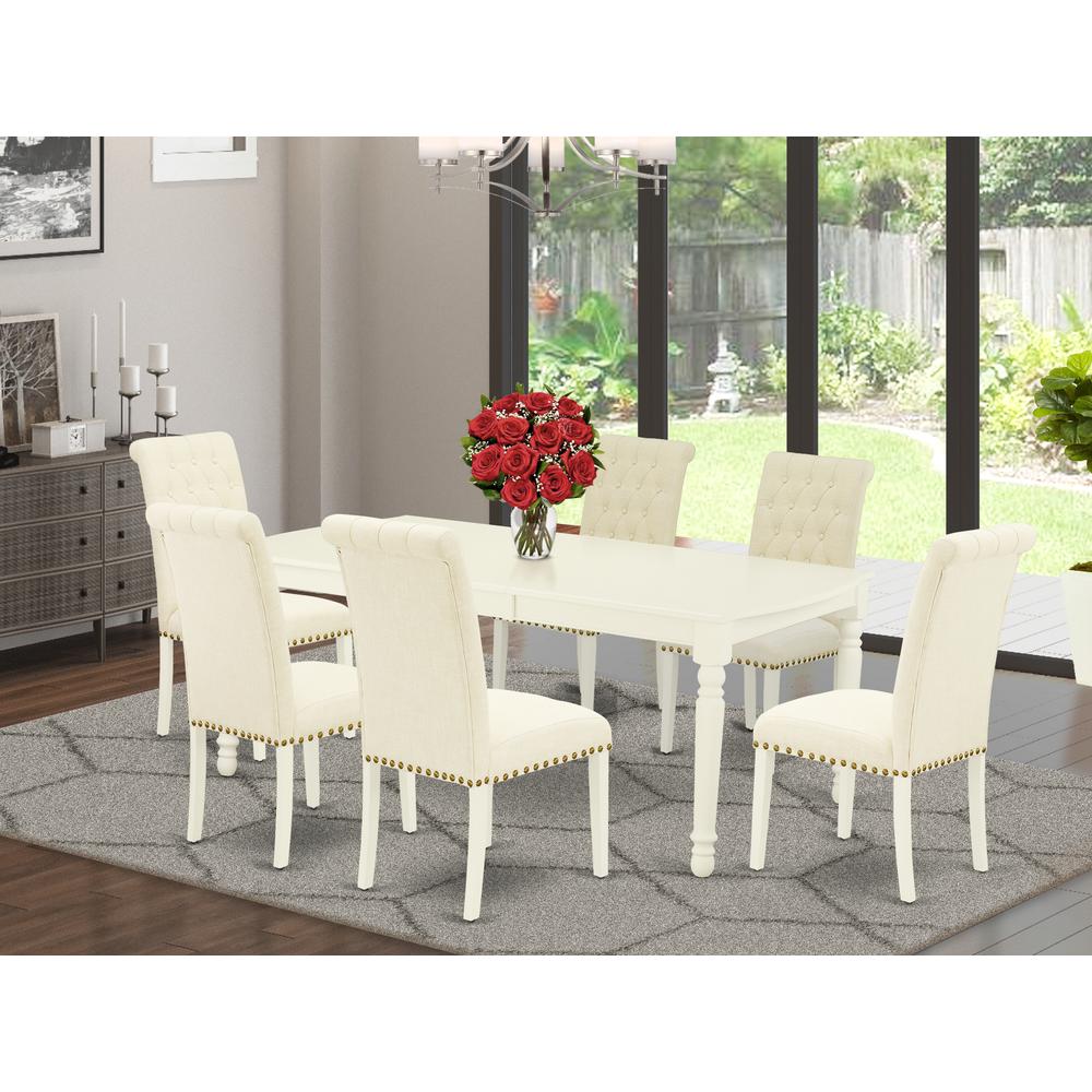 Dining Room Set Linen White, DOBR7-LWH-02
