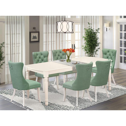 7 Piece Dining Room Set Contains a Rectangle Dining Table with Butterfly Leaf