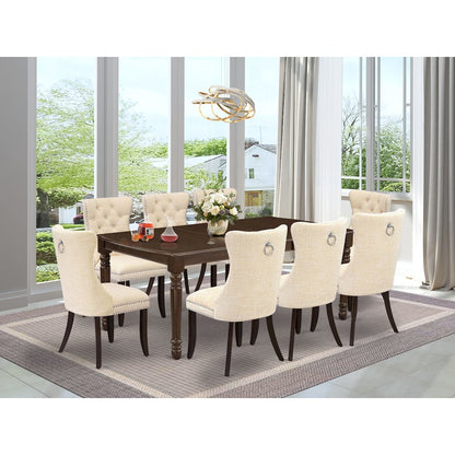 9 Piece Dining Table Set Contains a Rectangle Kitchen Table with Butterfly Leaf