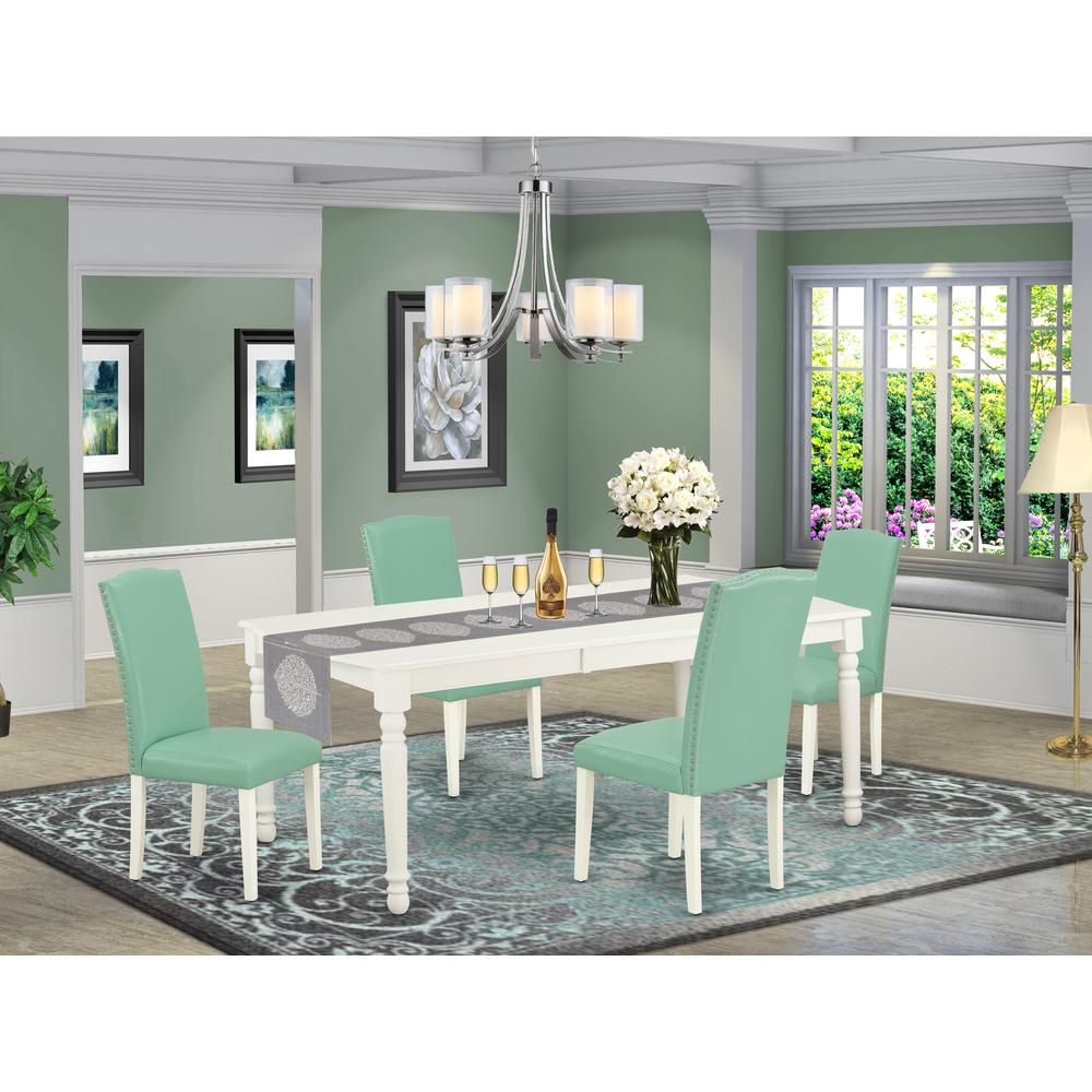 Dining Room Set Linen White, DOEN5-LWH-57