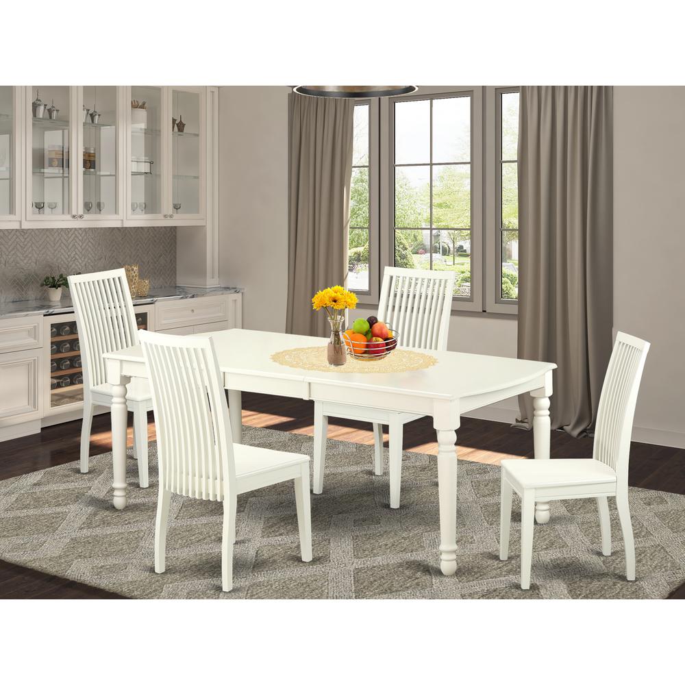 Dining Room Set Linen White, DOIP5-LWH-W