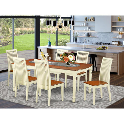 Dining Room Set Buttermilk & Cherry, DOIP7-BMK-W