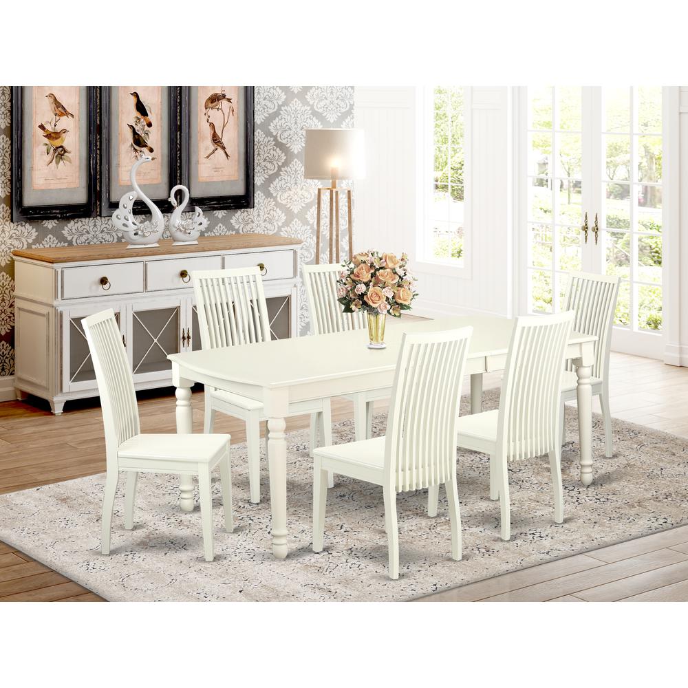 Dining Room Set Linen White, DOIP7-LWH-W