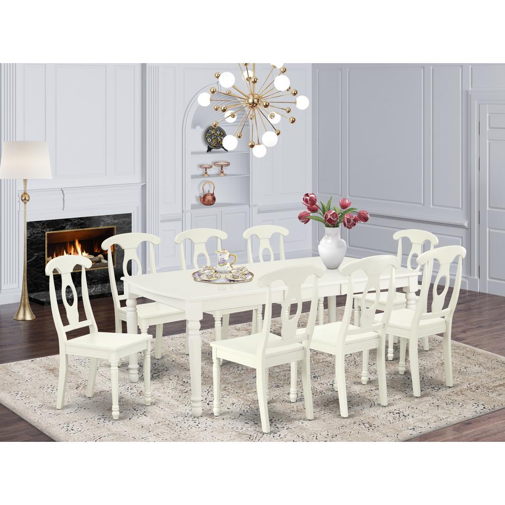 Dining Room Set Linen White, DOKE9-LWH-W