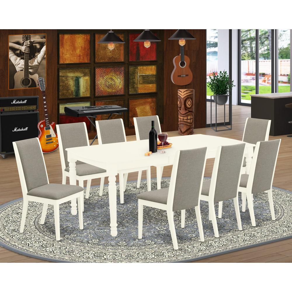 Dining Room Set Linen White, DOLA9-LWH-06