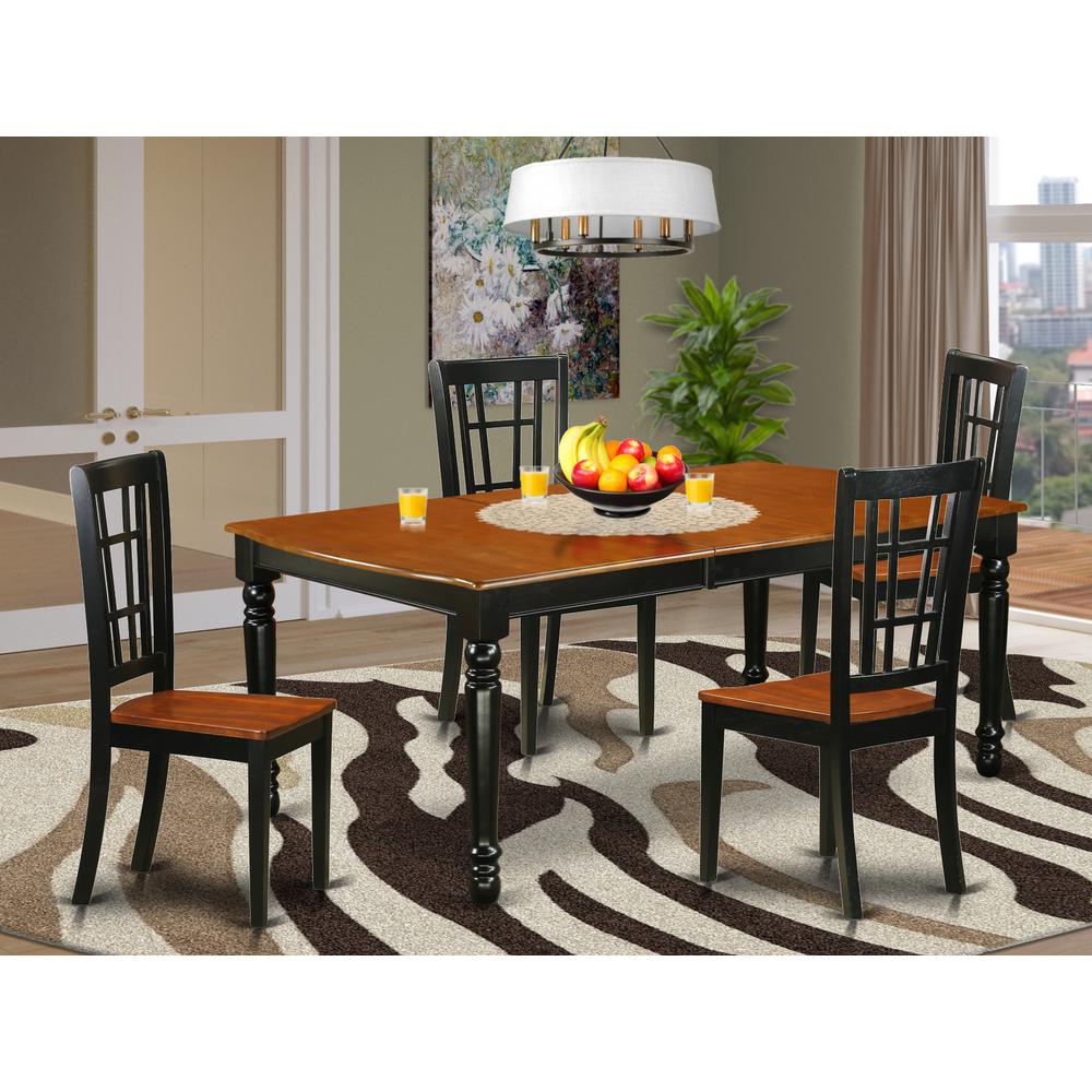 Dining Room Set Black & Cherry, DONI5-BCH-W