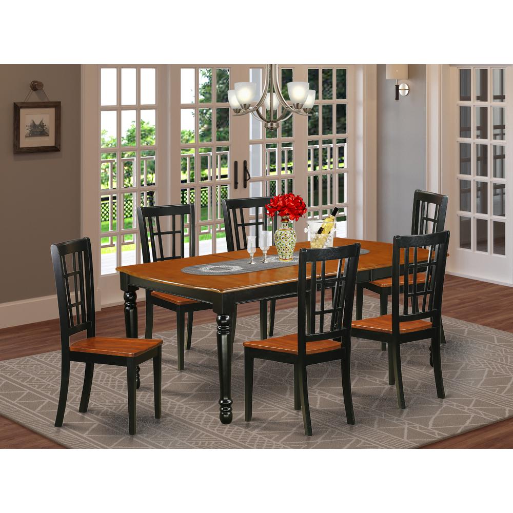 Dining Room Set Black & Cherry, DONI7-BCH-W