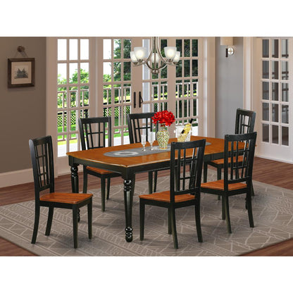 Dining Room Set Black & Cherry, DONI7-BCH-W
