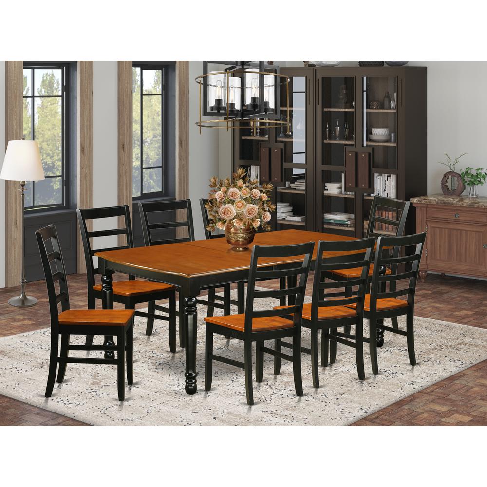 Dining Room Set Black & Cherry, DOPF9-BCH-W