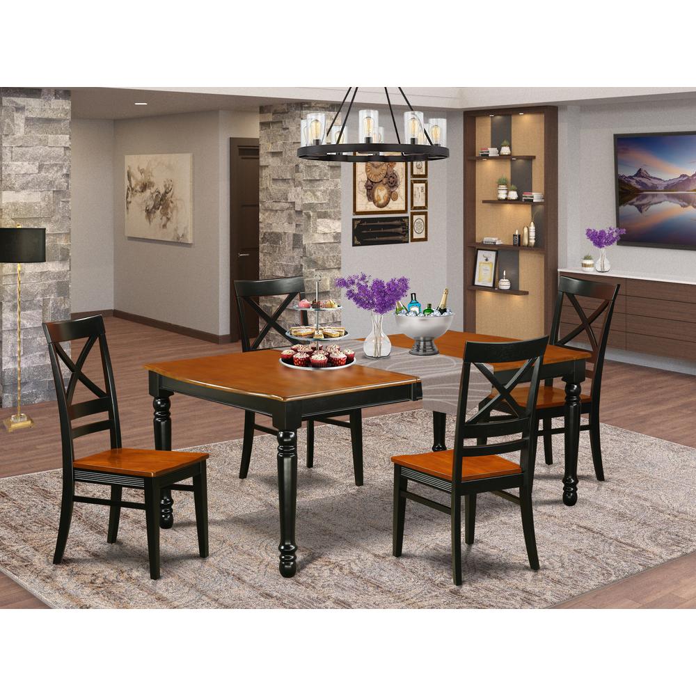 Dining Room Set Black & Cherry, DOQU5-BCH-W