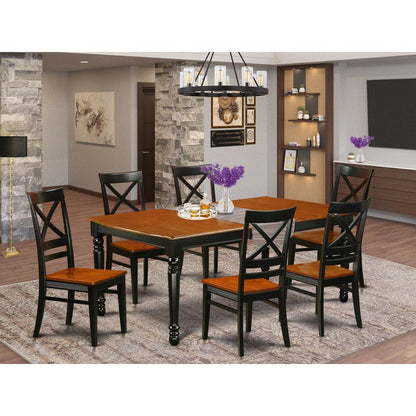 Dining Room Set Black & Cherry, DOQU7-BCH-W