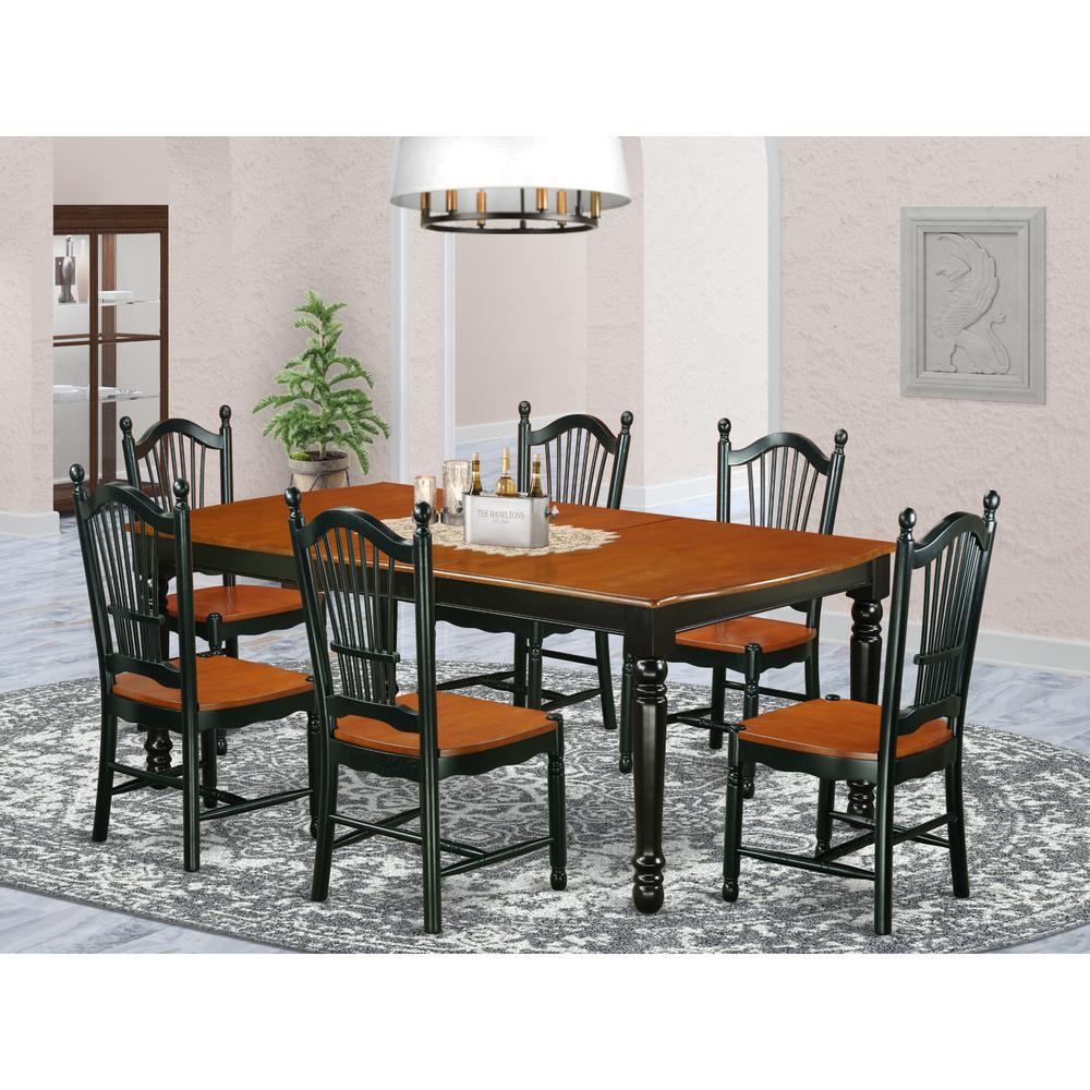 Dining Room Set Black & Cherry, DOVE7-BCH-W