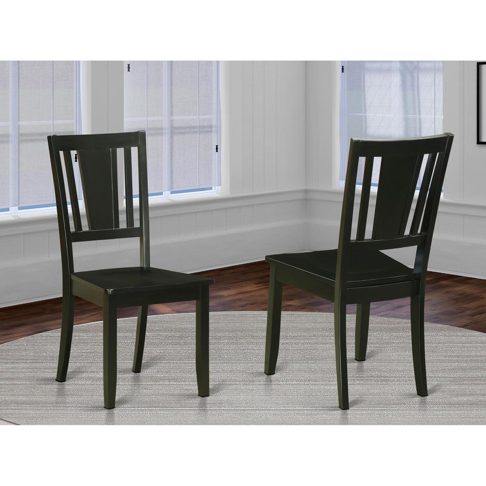 Dudley Dining Chair with Wood Seat in Black Finish, Set of 2