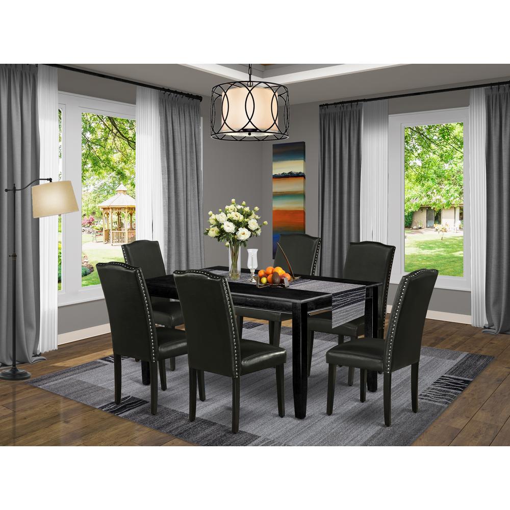 Dining Room Set Black, DUEN7-BLK-69