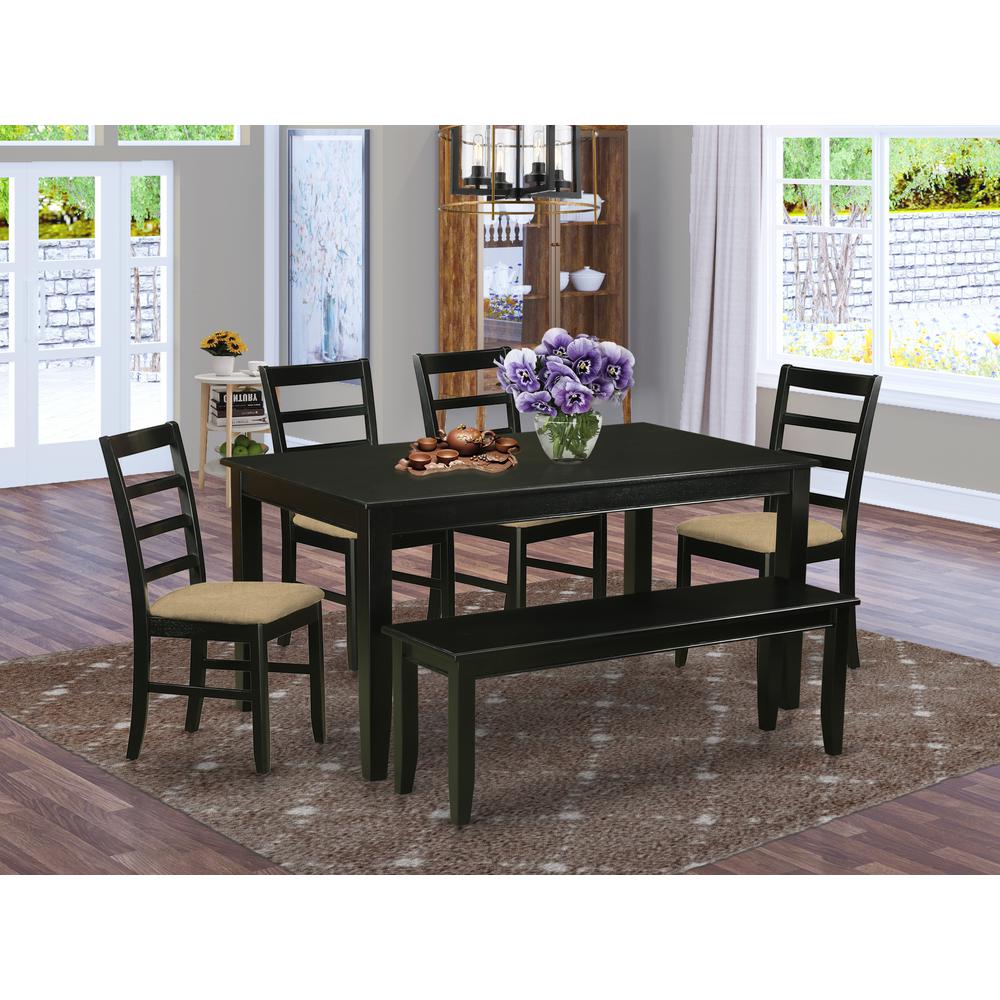 DUPF6-BLK-C 6 PC Dining room set - Dining Table and 4 Dining Chairs and also Bench