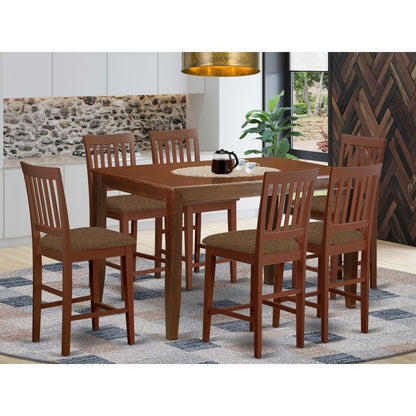 DUVN7H-MAH-C 7 Pc counter height Dining set- counter height Table and 6 Kitchen bar stool.