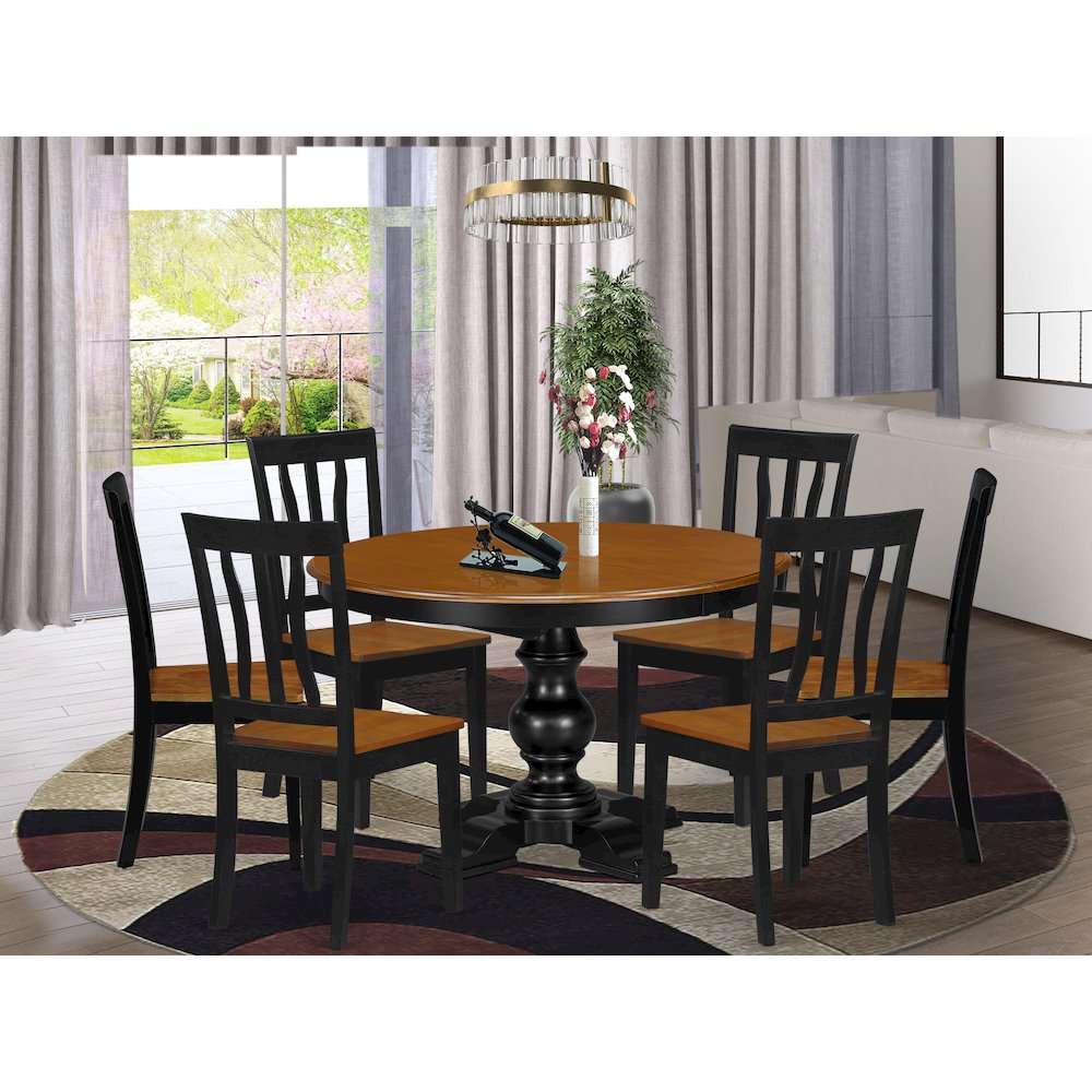 7-Piece Breakfast Room Set, Black & Cherry