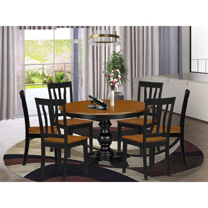 7-Piece Breakfast Room Set, Black & Cherry