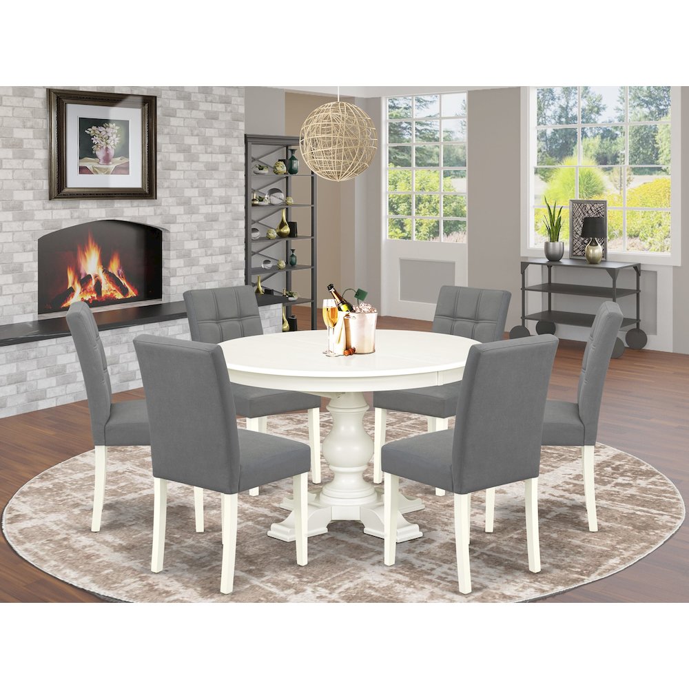 7-Piece Kitchen Table Set, Linen White