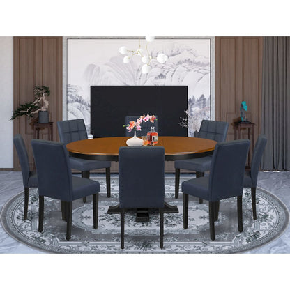 7-Piece Dining Room Table Set, Black & Cherry