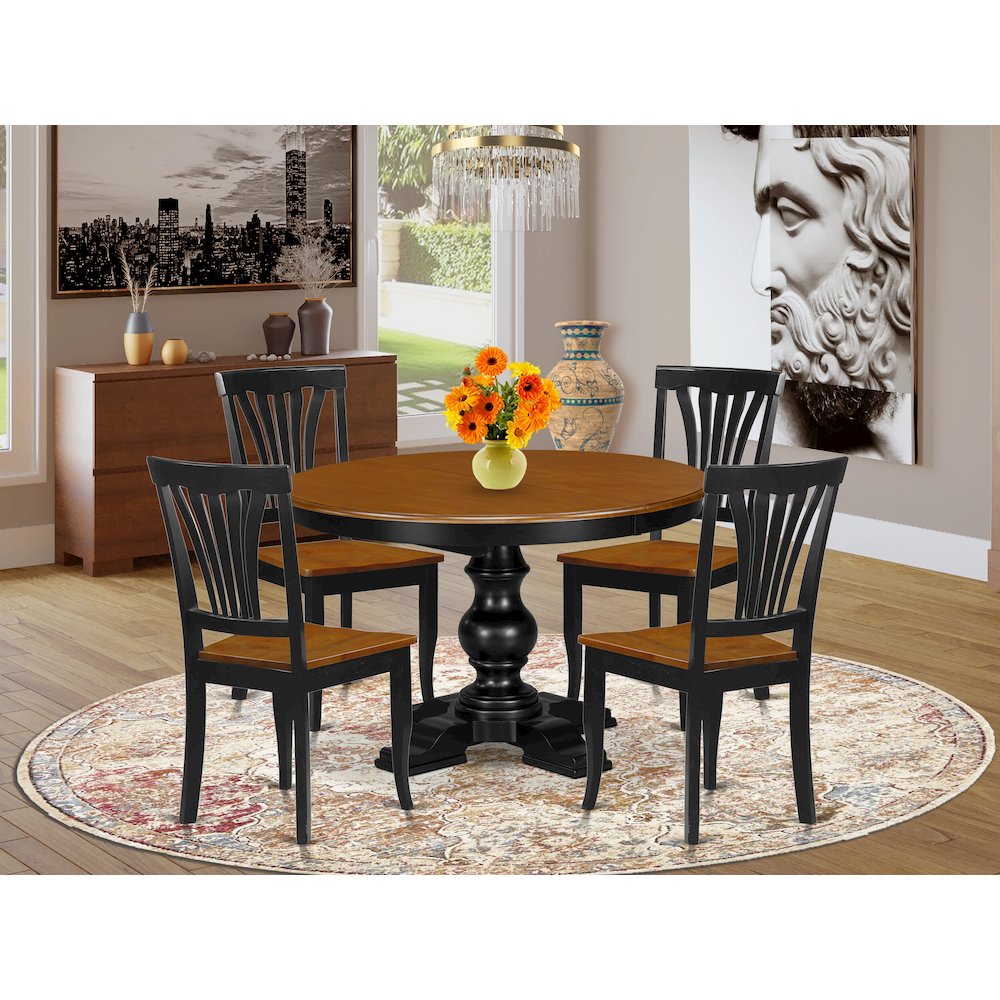 5-Piece Modern Dining Set, Black & Cherry