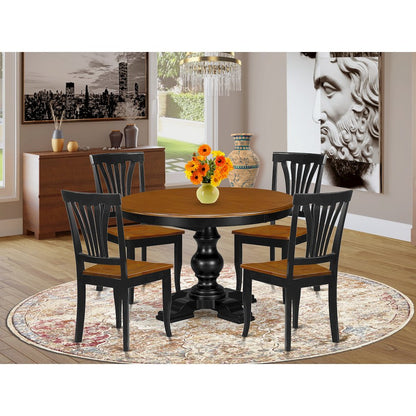 5-Piece Modern Dining Set, Black & Cherry
