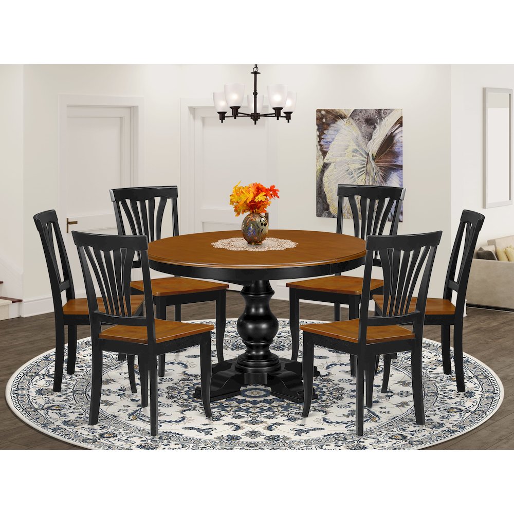 7-Piece Modern Dining Set, Black & Cherry
