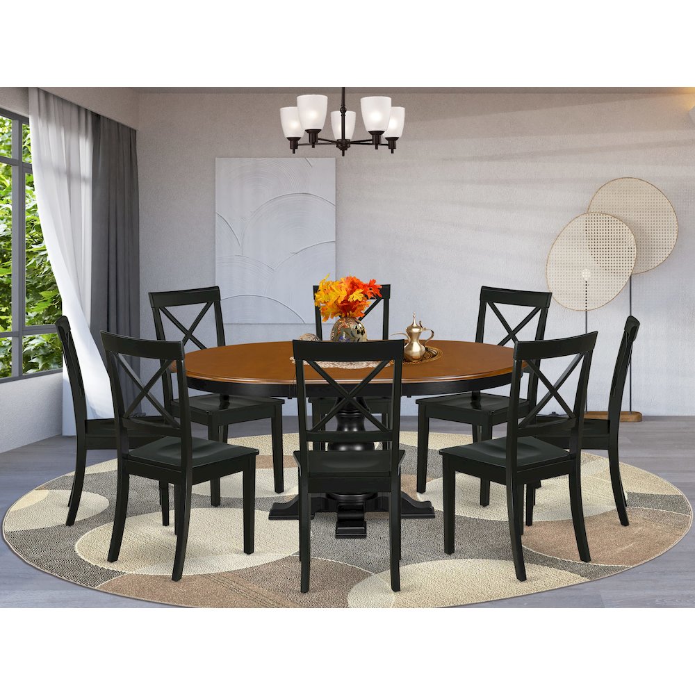 5-Piece Modern Dining Set, Black & Cherry