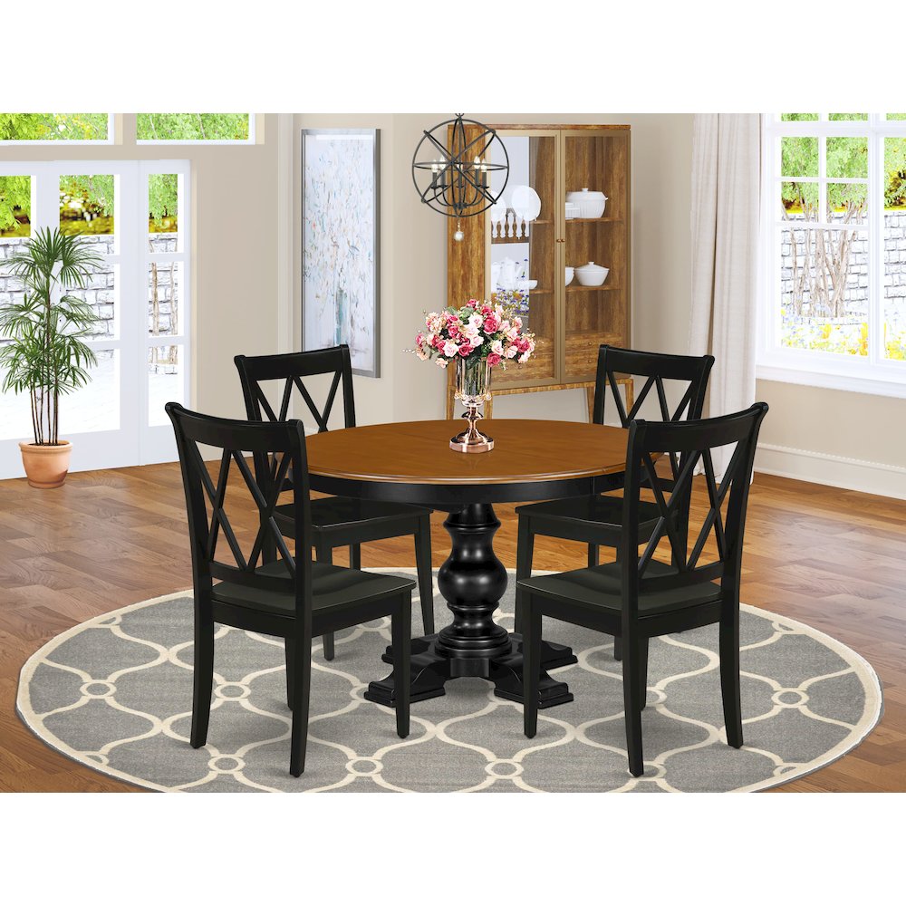 5-Piece Dining Room Set, Black & Cherry