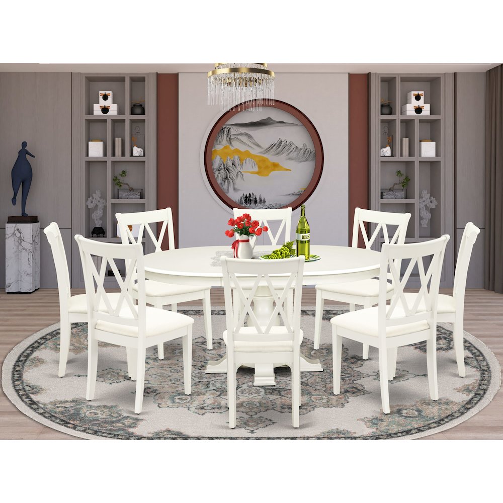 7-Piece Dining Table Set, Linen White