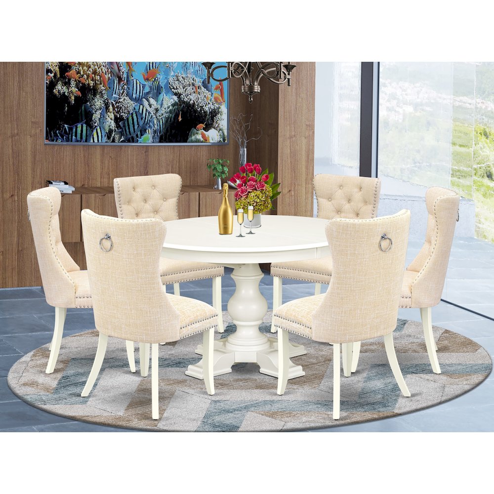 9-Piece Dining Room Table Set, Linen White