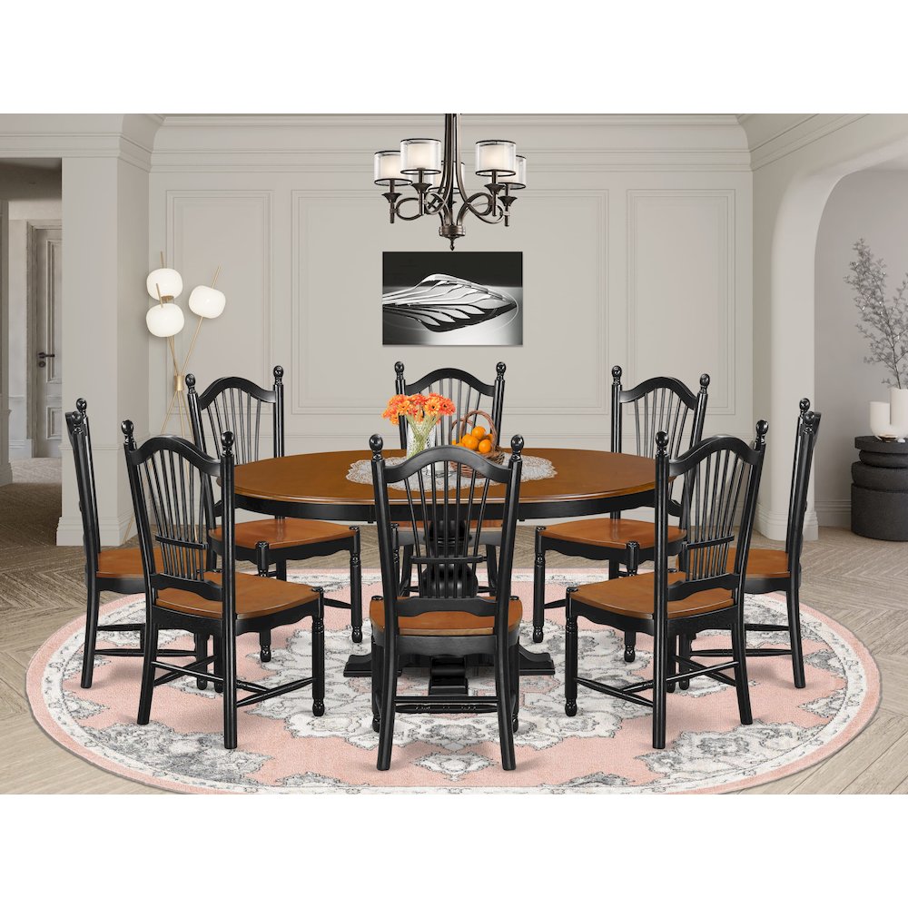 9-Piece Modern Dining Set, Black & Cherry